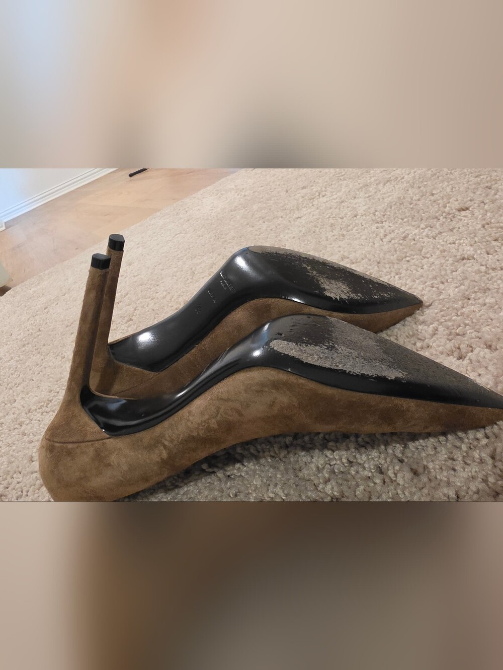 Saint Laurent Women’s Brown Suede Pointed-Toe Pumps - Picture 13 of 15